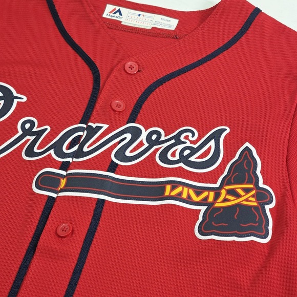 Atlanta Braves MLB Majestic Cool Base Red Blank Stitched Jersey Men's S EUC - Picture 6 of 10